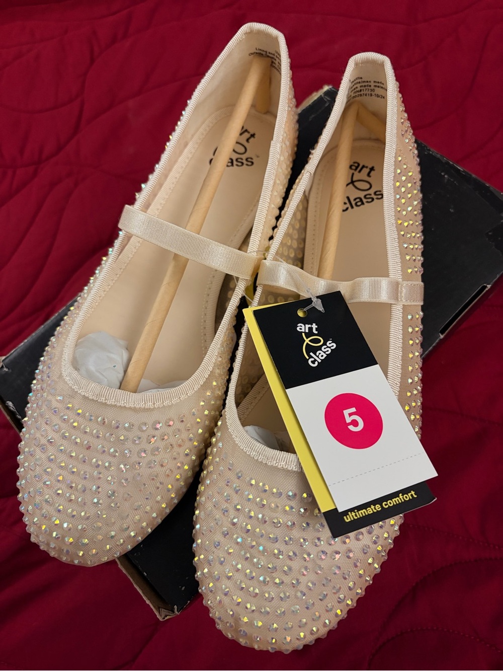 Art Class Sparkly Crystal Mesh Flats